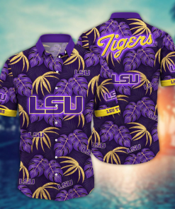 LSU Tigers Hawaiian Shirt Leafs Printed