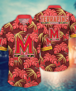 Maryland Terrapins Hawaiian Shirt Leafs Printed