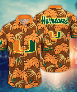 Miami Hurricanes Hawaiian Shirt Leafs Printed
