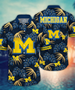 Michigan Wolverines Hawaiian Shirt Leafs Printed