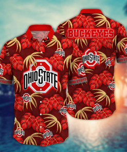 Ohio State Buckeyes Hawaiian Shirt Leafs Printed