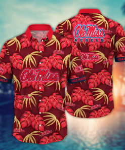 Ole Miss Rebels Hawaiian Shirt Leafs Printed
