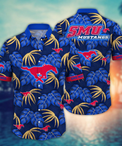 SMU Mustangs Hawaiian Shirt Leafs Printed