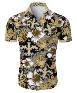 New Orleans Saints Hawaiian Shirt Tropical Flower Short Sleeve