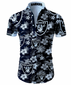 Oakland Raiders Hawaiian Shirt Tropical Flower
