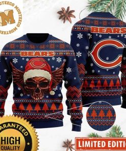 NFL Sport Chicago Bears Skull Wing Christmas Sweater Design 3D Full Printed Sizes S - 5XL - NABI147