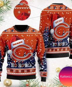 NFL Sport Chicago Bears Santa Claus Hat Ho Ho Ho Christmas Custom Name Sweater Design 3D Full Printed Sizes S - 5XL - NABI139