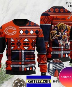 NFL Sport Chicago Bears Christmas Custom Name Sweater Design 3D Full Printed Sizes S - 5XL - NABI138