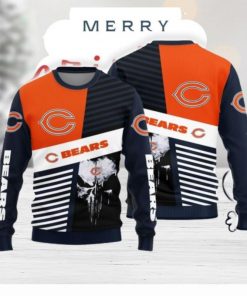 NFL Sport Chicago Bears Skull Christmas Sweater Design 3D Full Printed Sizes S - 5XL - NABI120