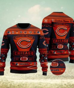 NFL Sport Chicago Bears Christmas Custom Name Sweater Design 3D Full Printed Sizes S - 5XL - NABI110
