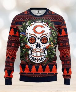 NFL Sport Chicago Bears Skull Flower Christmas Sweater Design 3D Full Printed Sizes S - 5XL - NABI105