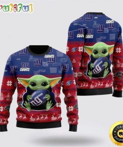 NFL Sport New York Giants Baby Yoda Christmas Sweater Design 3D Full Printed Sizes S - 5XL - NABI73