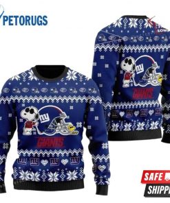NFL Sport New York Giants Snoopy Football Helmet Christmas Sweater Design 3D Full Printed Sizes S - 5XL - NABI32