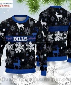 NFL Sport Buffalo Bills Snowflakes And Reindeer Christmas Sweater Design 3D Full Printed Sizes S - 5XL - NABU493