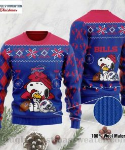 NFL Sport Buffalo Bills Snoopy And Woodstock Christmas Sweater Design 3D Full Printed Sizes S - 5XL - NABU488