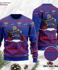 NFL Sport Buffalo Bills The Mandalorian Baby Yoda Christmas Sweater Design 3D Full Printed Sizes S - 5XL - NABU484