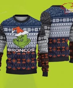 NFL Sport Denver Broncos Christmas Grinch Sweater Design 3D Full Printed Sizes S - 5XL - NABY14