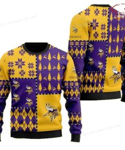 NFL Sport Minnesota Vikings Christmas Sweater Design 3D Full Printed Sizes S - 5XL - NABR144