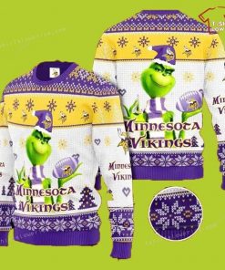 NFL Sport Minnesota Vikings Grinch Christmas Sweater Design 3D Full Printed Sizes S - 5XL - NABR138