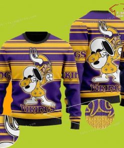 NFL Sport Minnesota Vikings Dabbing Snoopy Christmas Sweater Design 3D Full Printed Sizes S - 5XL - NABR135