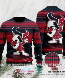 NFL Sport Houston Texans Snoopy Christmas Sweater Design 3D Full Printed Sizes S - 5XL Perfect Gift - NABR47