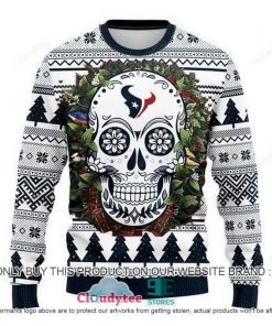 NFL Sport Houston Texans Skull Flower Christmas Sweater Design 3D Full Printed Sizes S - 5XL Perfect Gift - NABR42
