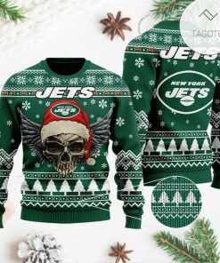 NFL Sport New York Jets Skull Christmas Sweater Design 3D Full Printed Sizes S - 5XL - NABE96