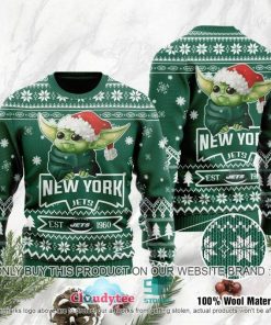 NFL Sport New York Jets Baby Yoda Christmas Sweater Design 3D Full Printed Sizes S - 5XL - NABE94