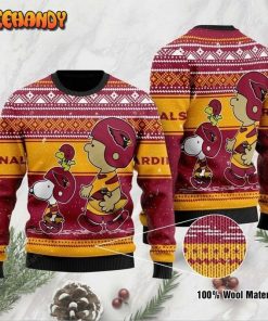 NFL Sport Arizona Cardinals Snoopy And Charlie Brown Christmas Sweater Design 3D Full Printed Sizes S - 5XL - NABO169
