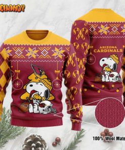 NFL Sport Arizona Cardinals Snoopy Dog Christmas Sweater Design 3D Full Printed Sizes S - 5XL - NABO163
