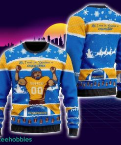 NFL Sport Los Angeles Chargers Christmas Custom Name And Number Sweater Design 3D Full Printed Sizes S - 5XL - NABW466