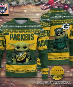 NFL Sport Green Bay Packers Baby Yoda Christmas Sweater Design 3D Full Printed Sizes S - 5XL - NABQ183