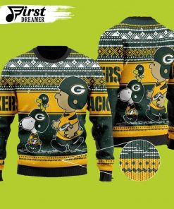 NFL Sport Green Bay Packers Snoopy Christmas Sweater Design 3D Full Printed Sizes S - 5XL - NABQ131