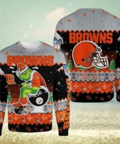 NFL Sport Cleveland Browns The Grinch Christmas Sweater Design 3D Full Printed Sizes S - 5XL - NABQ53