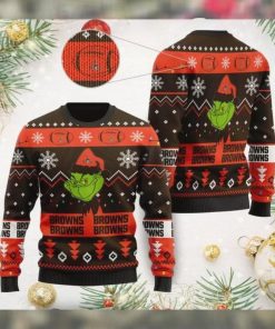 NFL Sport Cleveland Browns Grinch Christmas Sweater Design 3D Full Printed Sizes S - 5XL - NABQ51