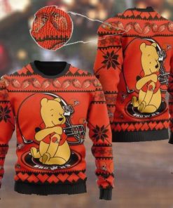 NFL Sport Cleveland Browns Winnie The Pooh Bear Christmas Sweater Design 3D Full Printed Sizes S - 5XL - NABQ50