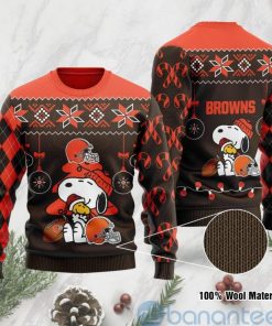 NFL Sport Cleveland Browns Snoopy Christmas Sweater Design 3D Full Printed Sizes S - 5XL - NABQ39