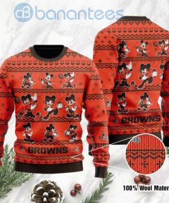 NFL Sport Cleveland Browns Mickey Mouse Christmas Sweater Design 3D Full Printed Sizes S - 5XL - NABQ34