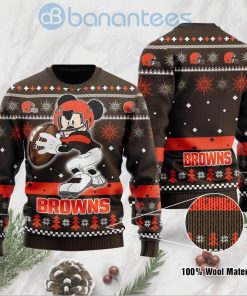 NFL Sport Cleveland Browns Mickey Mouse Christmas Sweater Design 3D Full Printed Sizes S - 5XL - NABQ33