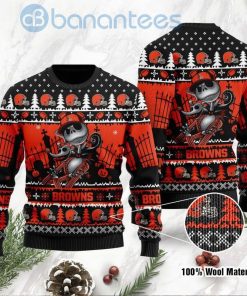 NFL Sport Cleveland Browns Jack Skellington Halloween Sweater Design 3D Full Printed Sizes S - 5XL - NABQ31