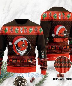 NFL Sport Cleveland Browns Dead SKull And Bears Christmas Sweater Design 3D Full Printed Sizes S - 5XL - NABQ29