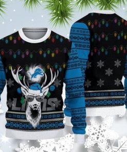NFL Sport Detroit Lions Christmas Reindeer Sweater Design 3D Full Printed Sizes S - 5XL - NABL429