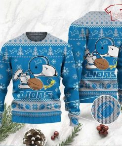 NFL Sport Detroit Lions Snoopy Sweater Design 3D Full Printed Sizes S - 5XL - NABL419
