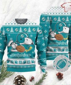 NFL Sport Miami Dolphins Snoopy Sweater Design 3D Full Printed Sizes S - 5XL - NABK523
