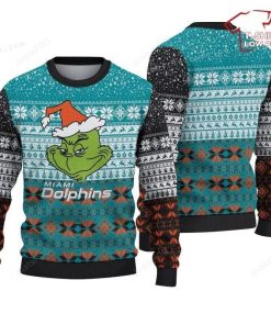 NFL Sport Miami Dolphins The Grinch Christmas Sweater Design 3D Full Printed Sizes S - 5XL - NABK505