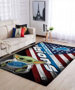 NFL Sport Detroit Lions Baby Yoda Rug Home Floor Decor NABL389