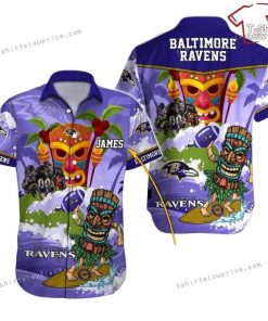 NFL Sport Baltimore Ravens Custom Name Button Shirt Design 3D Full Printed Sizes S - 5XL NMIT194