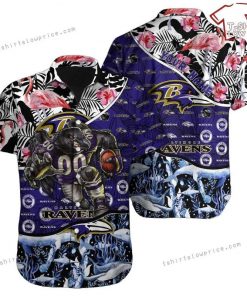 NFL Sport Baltimore Ravens Custom Name Button Shirt Design 3D Full Printed Sizes S - 5XL NMIT195