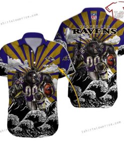 NFL Sport Baltimore Ravens Custom Name Button Shirt Design 3D Full Printed Sizes S - 5XL NMIT197