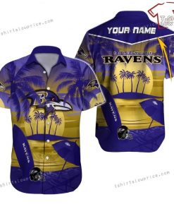 NFL Sport Baltimore Ravens Custom Name Button Shirt Design 3D Full Printed Sizes S - 5XL NMIT200